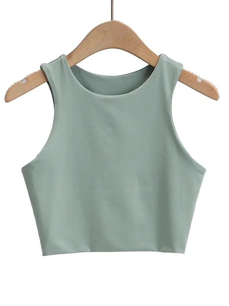 Summer Fashion Women Sexy Slim Tops O-neck Sleeveless