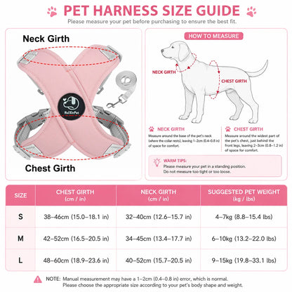 Dog Harness Leash Set Reflective Adjustable Pet Vest Harness
