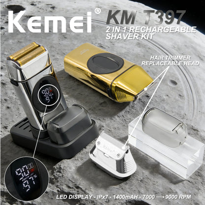 Kemei Beard Trimmer Professional Hair Trimmers IPX7 Beard Shaver