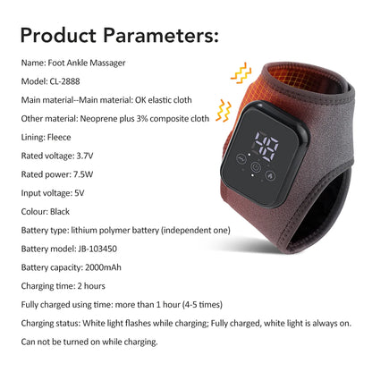 Heated Ankle Massager Hot Compresses Vibration Massage