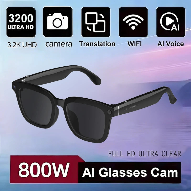 800W Camera AI Smart Glasses Men Translation Sunglasses