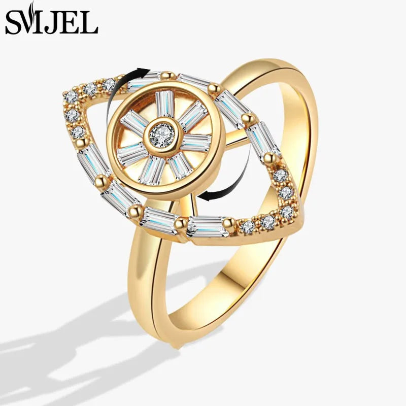 Luxury Crystal Anxiety Relief Spinning Fidget Rings for Women