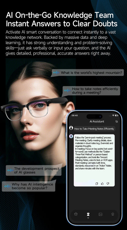 New Men Smart AI Glasses 4K HD 800MP Camera Chat GPT