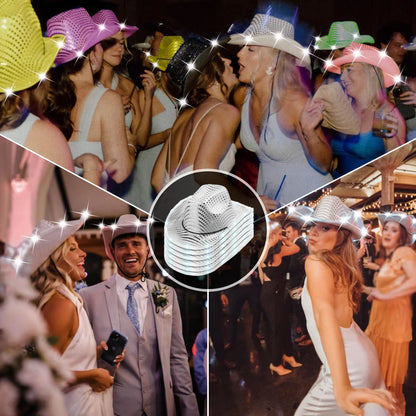LED Cowboy Hats Bulk for Wedding Lighting up Party Hats