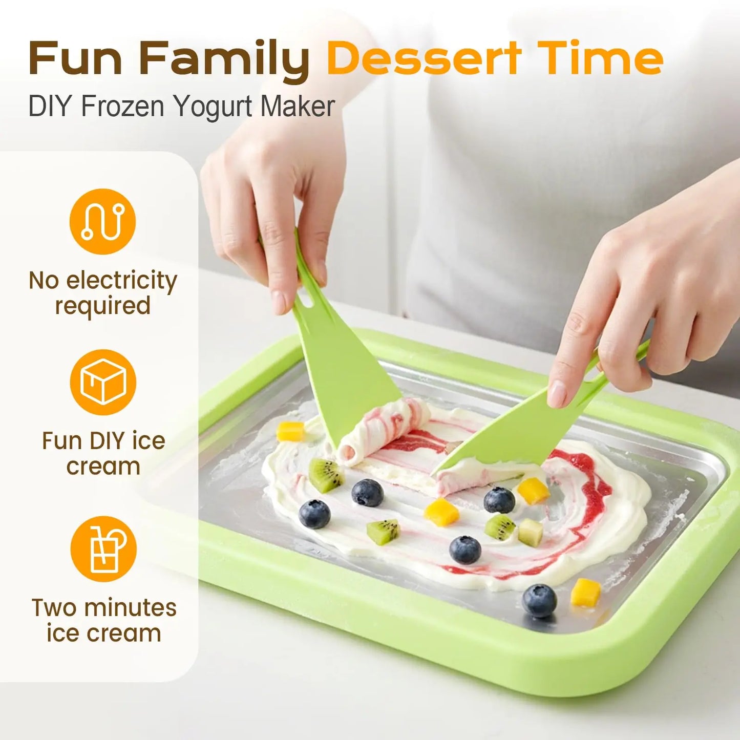 Household Ice Cream Maker Pan with 1 Scraper Instant