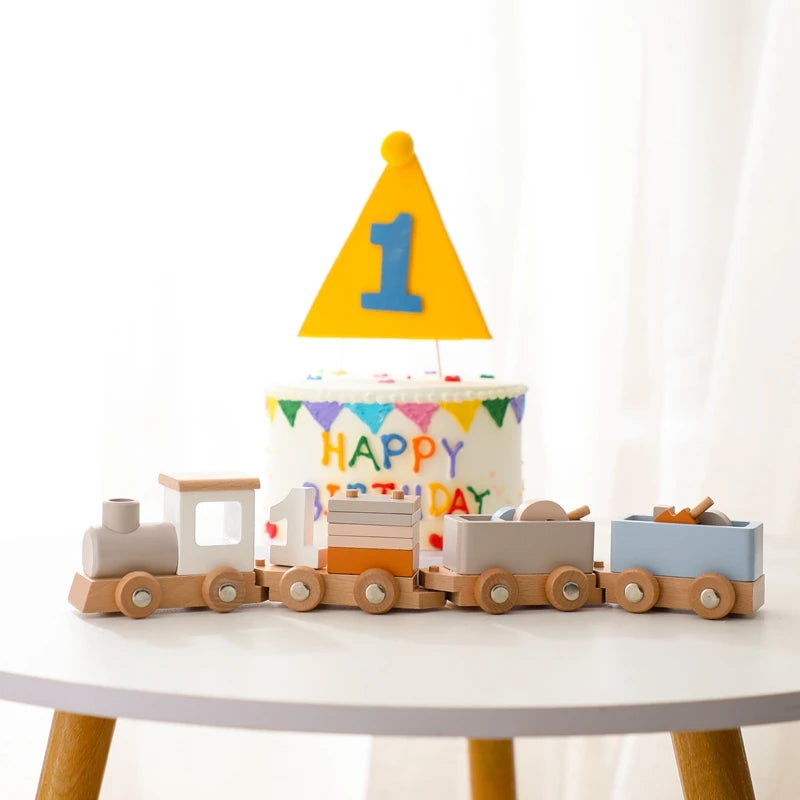 Wooden Birthday Train Toy Simulated Train Toy Model