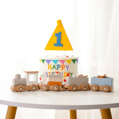 Wooden Birthday Train Toy Simulated Train Toy Model