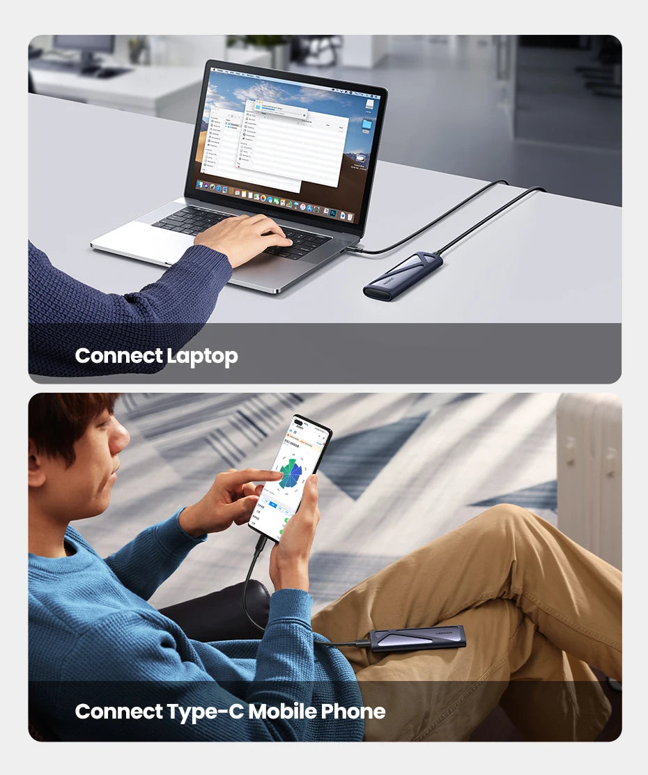 UGREEN M2 SSD Case NVME SATA Dual Protocol M.2 to USB Type C