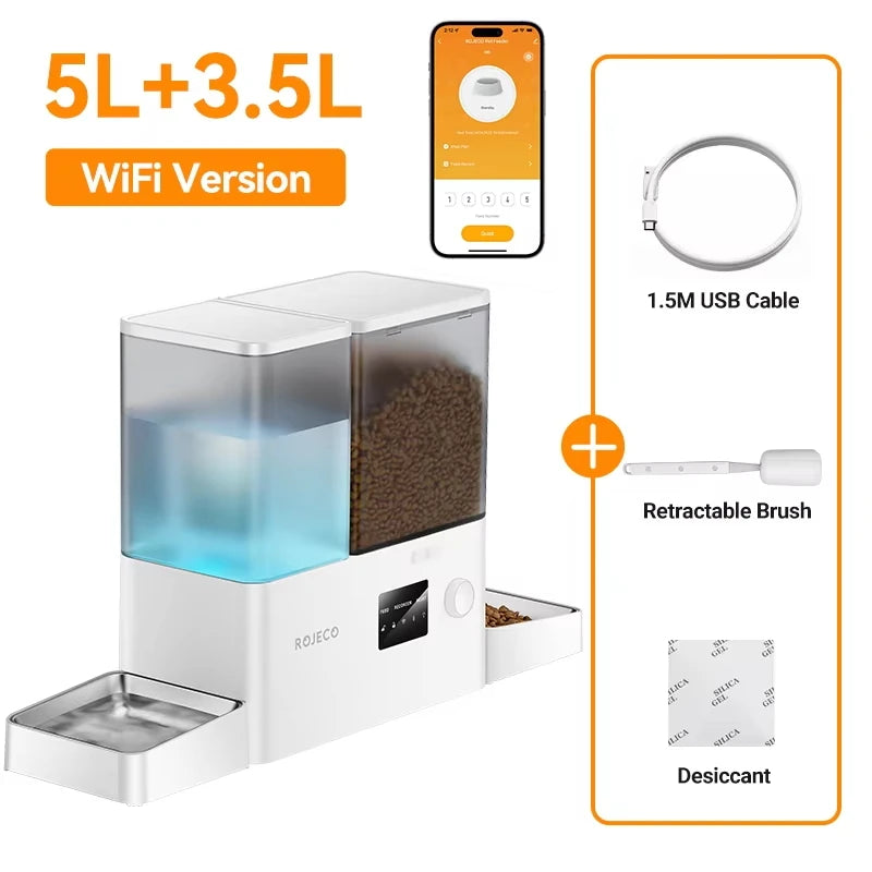 Automatic Pet Feeder Water Fountain 2 in 1 Drinking Feeding