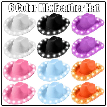 LED Cowboy Hats Wedding Hats Bulk Light up Cowboy Hats