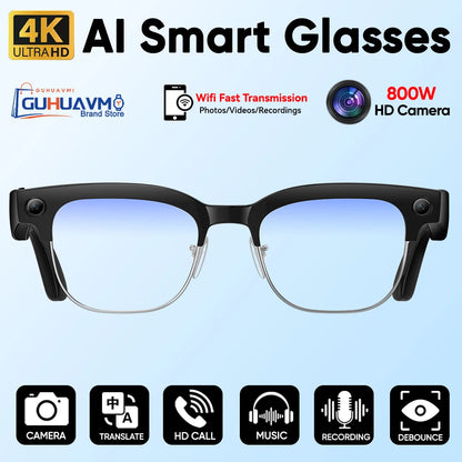 New 800W Pixel 4K HD Camera Smart Glasses AI Translation