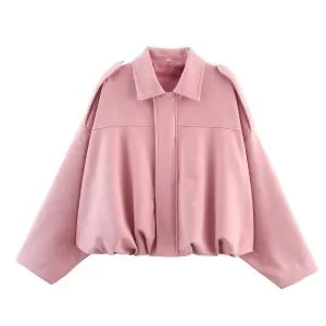 Women's Street Fashion Solid Coats Bat Sleeves Vintage Jackets