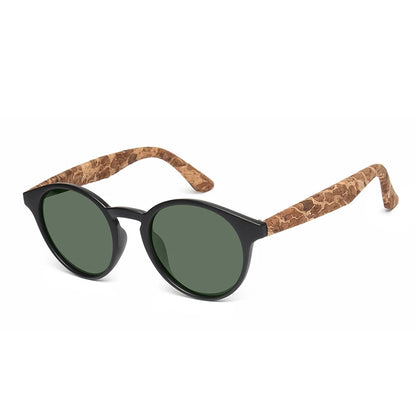 Kenbo Fashion Wood Grain Round Polarized Sunglasses