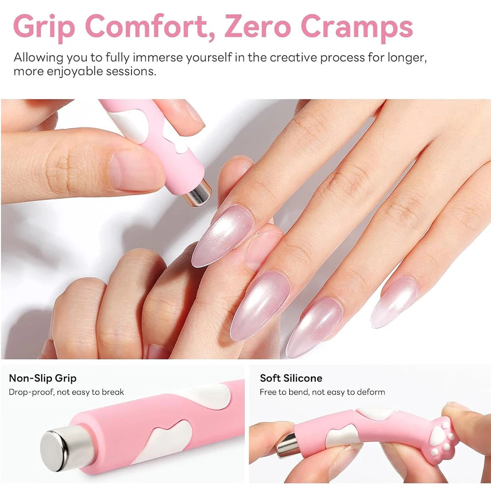 8-in-1 Cat Eye Nail Magnet Set Pink Multifunctional