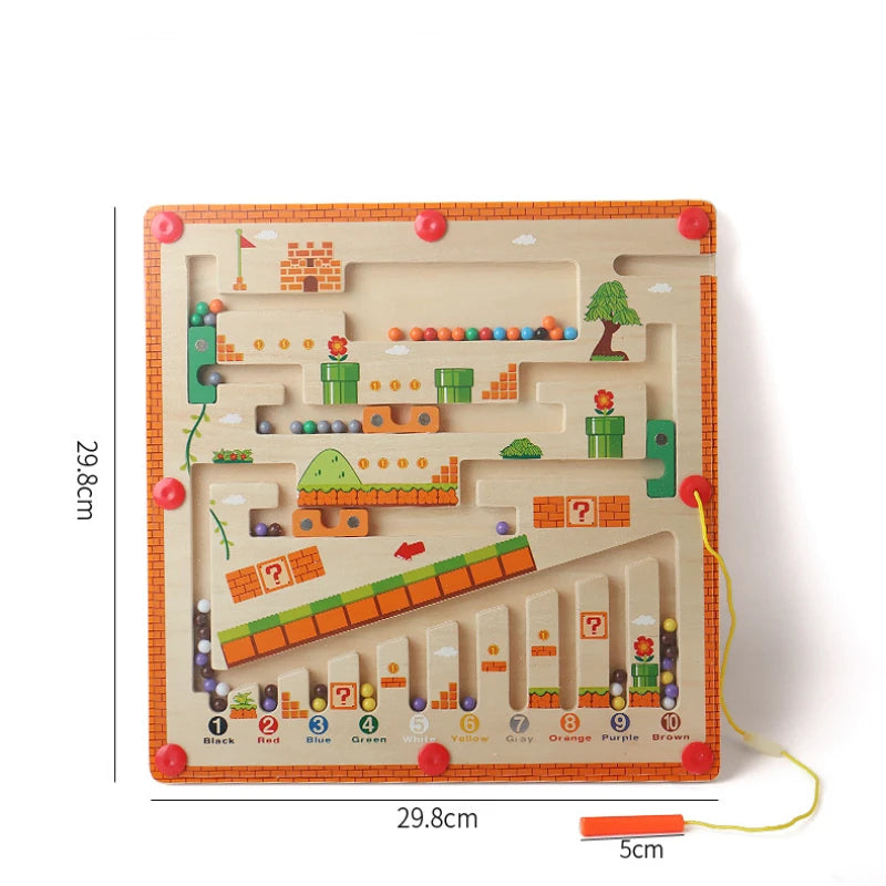 Children Magnetic Color and Number Maze Wooden Puzzle
