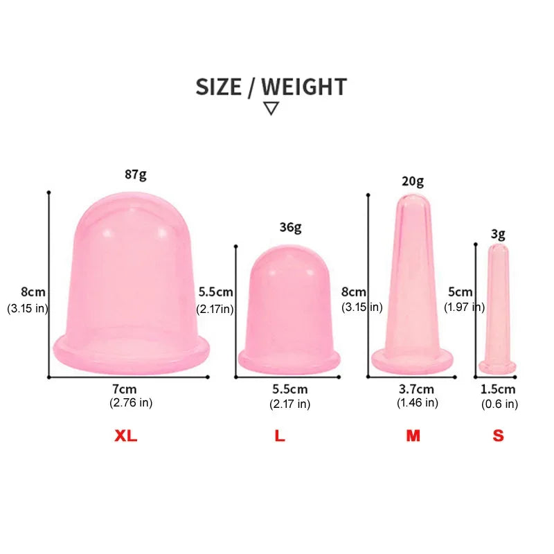 Silicone Vacuum Cupping Massage Jars Anti Cellulite
