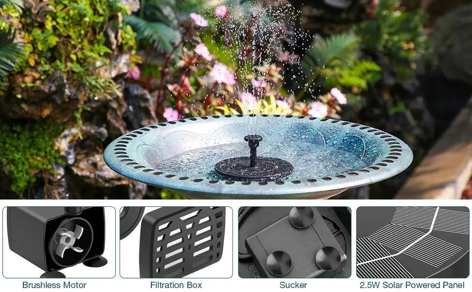 2.5W Solar Bird Bath Fountain, Solar Fountain Pump