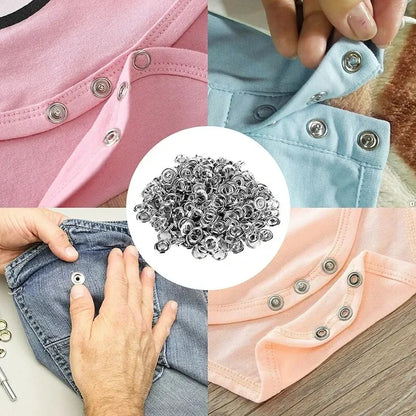 Prong Rings 9.5mm Buckle Buttons Metal Color Pliers Snap