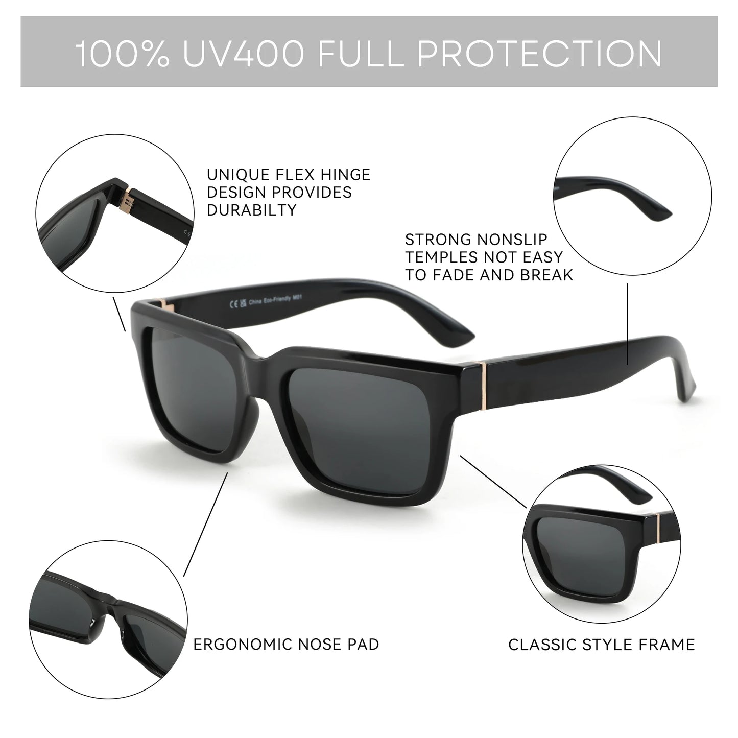 New Fashion Square Polarized Sunglasses Women Men