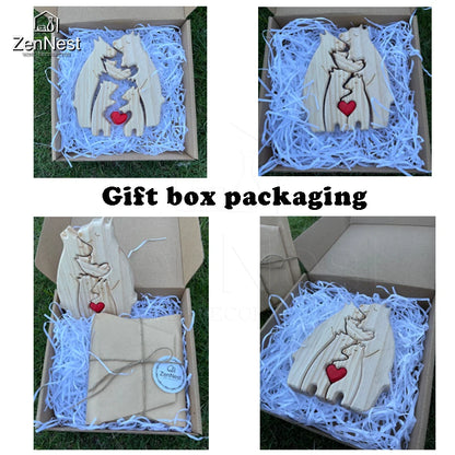 Art Wooden Bear Family Puzzle Personalized Name Custom
