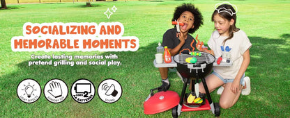 Kitchen Toy Set BBQ Play Grill, Cooking Toy Set for Kids