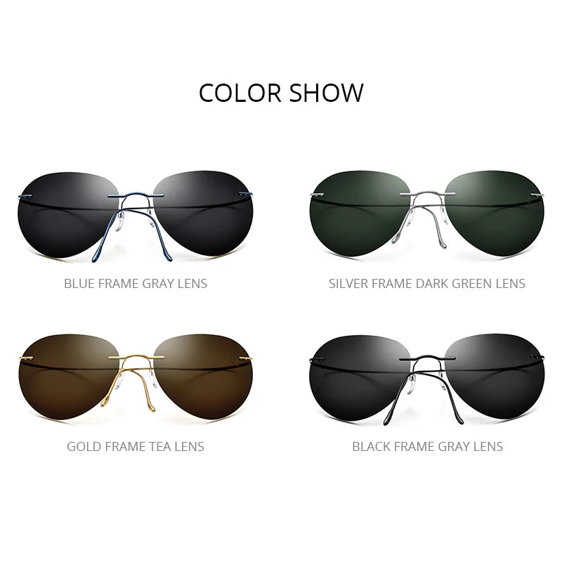 Titanium Rimless Sunglasses Men Ultralight Frameless
