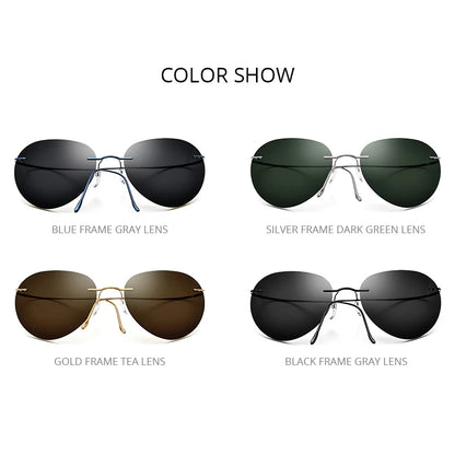 Titanium Rimless Sunglasses Men Ultralight Frameless