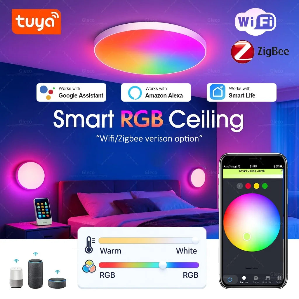 Tuya Wifi/Zigbee Ceiling Light RGBCW Led Ceiling Lamp