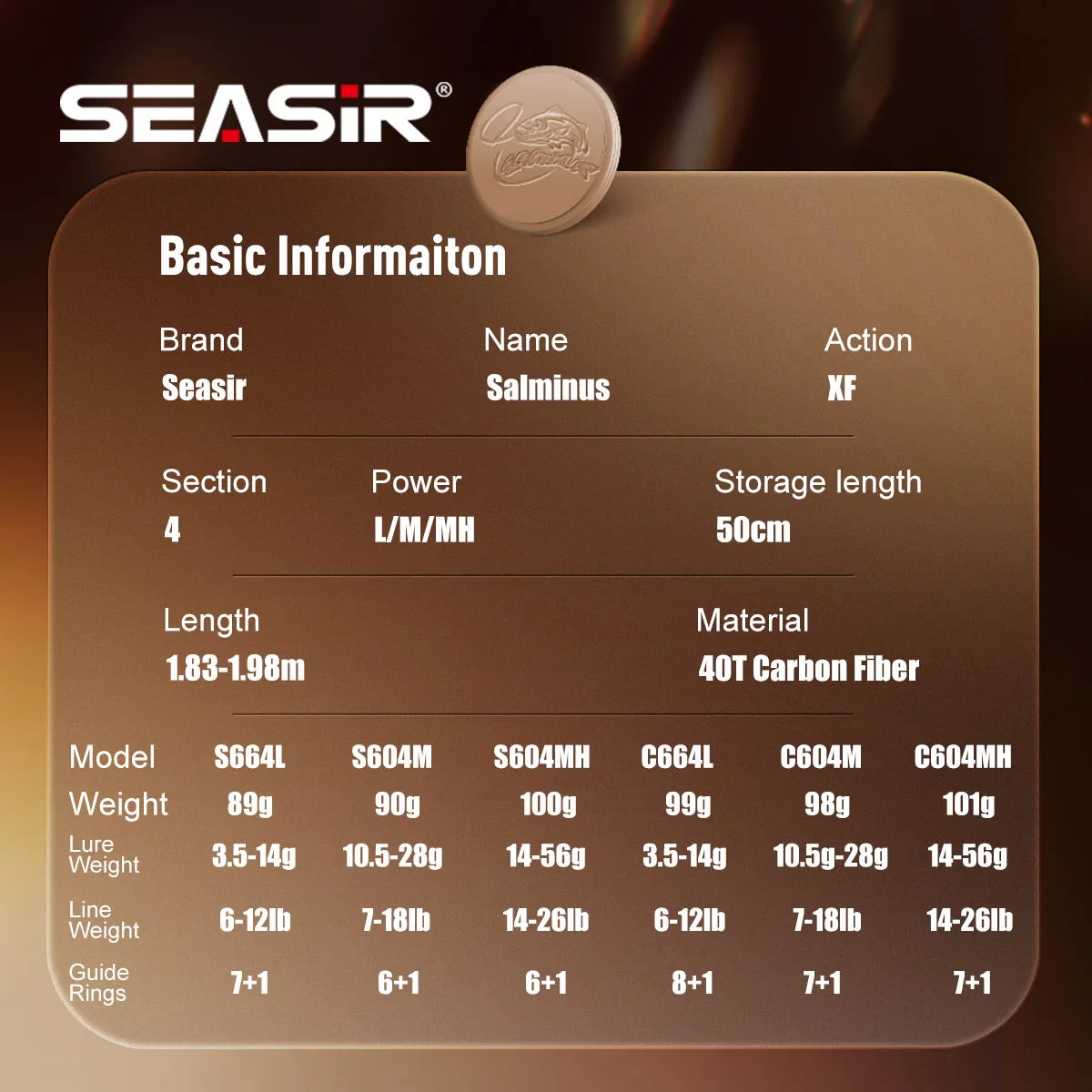 Seasir Salminus XF M/MH Spining & Casting Fishing Rod