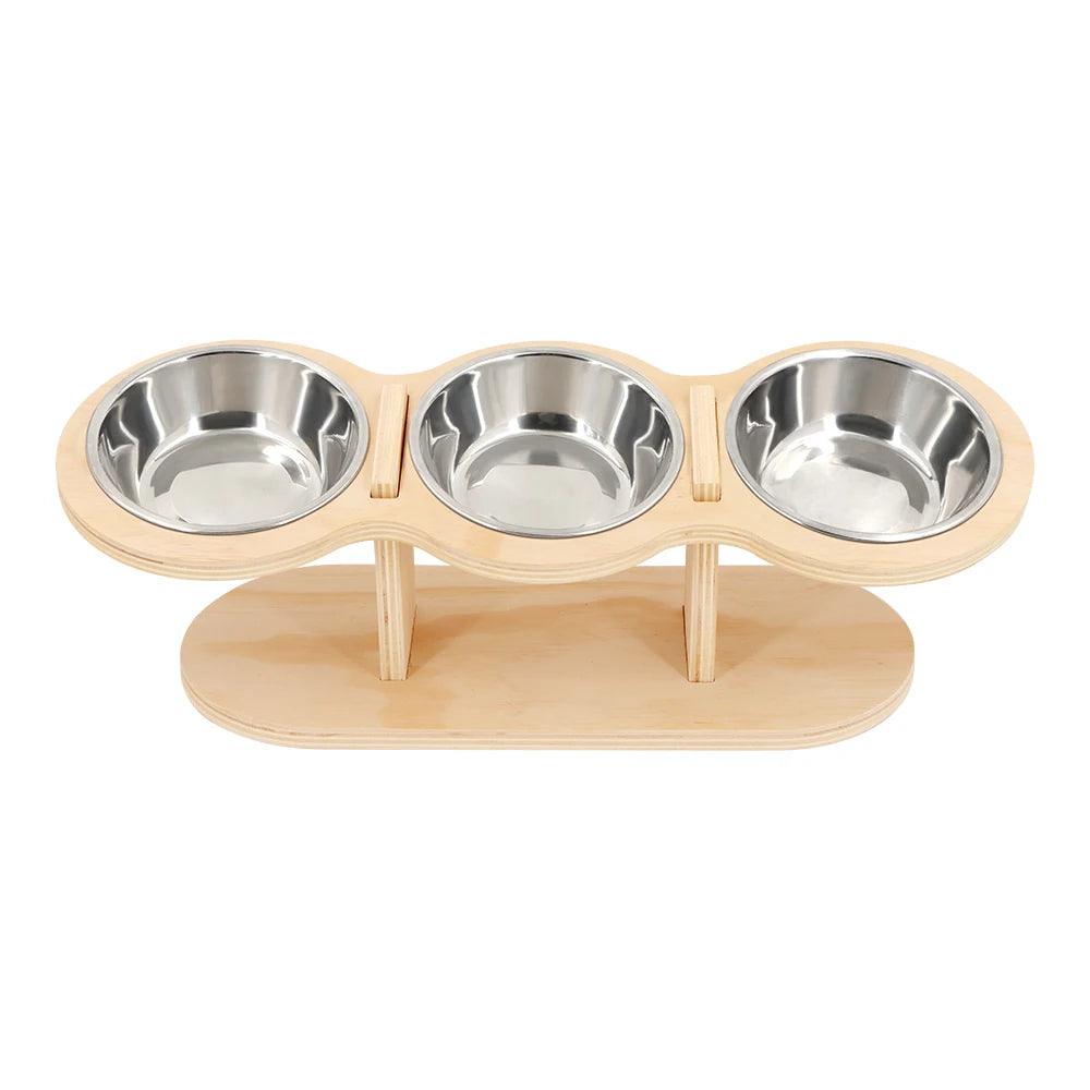 Elevated Cat Bowls Raised Wood Stand Feeder