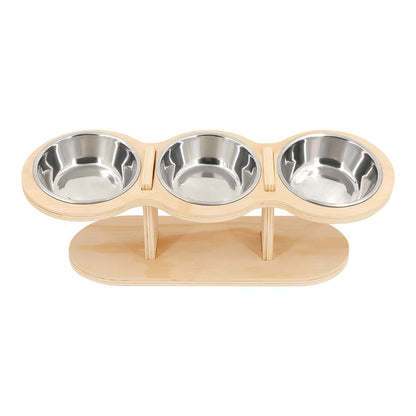 Elevated Cat Bowls Raised Wood Stand Feeder