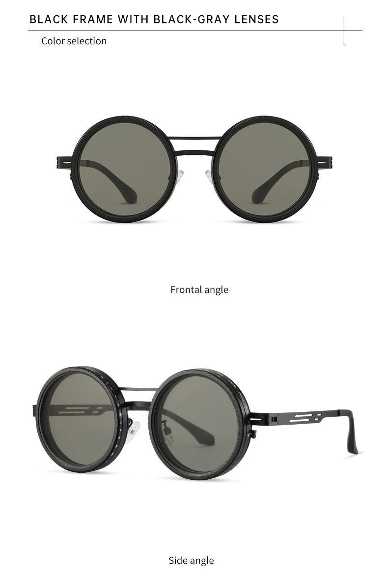 Polarized Round Steampunk ND9 Adjustable Dimming Sunglasses