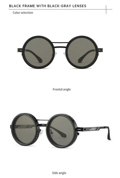 Polarized Round Steampunk ND9 Adjustable Dimming Sunglasses