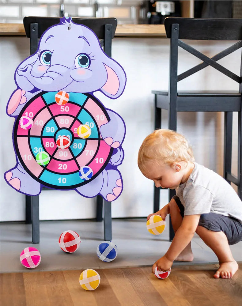 Child Montessori Toys Cartoon Animal Dart Board Sticky Ball
