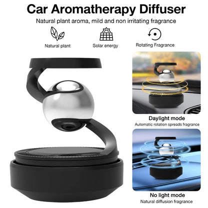 Solar Car Air Freshener Automatic Rotation Dashboard Fragrance