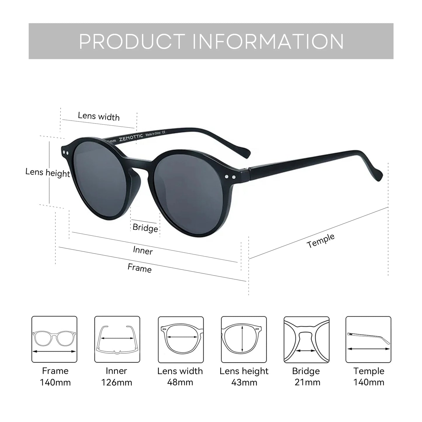 Retro Circular Polarized Sunglasses Vintage