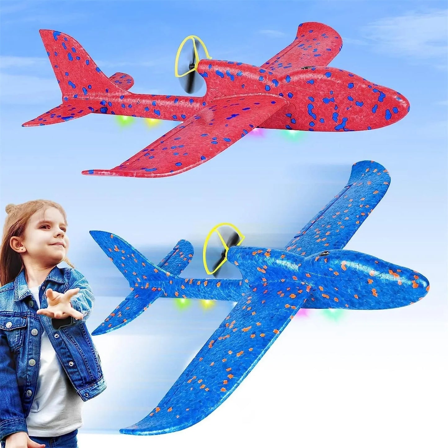 Electric Foam Plane Glider Hand Throw Airplane with LED Light