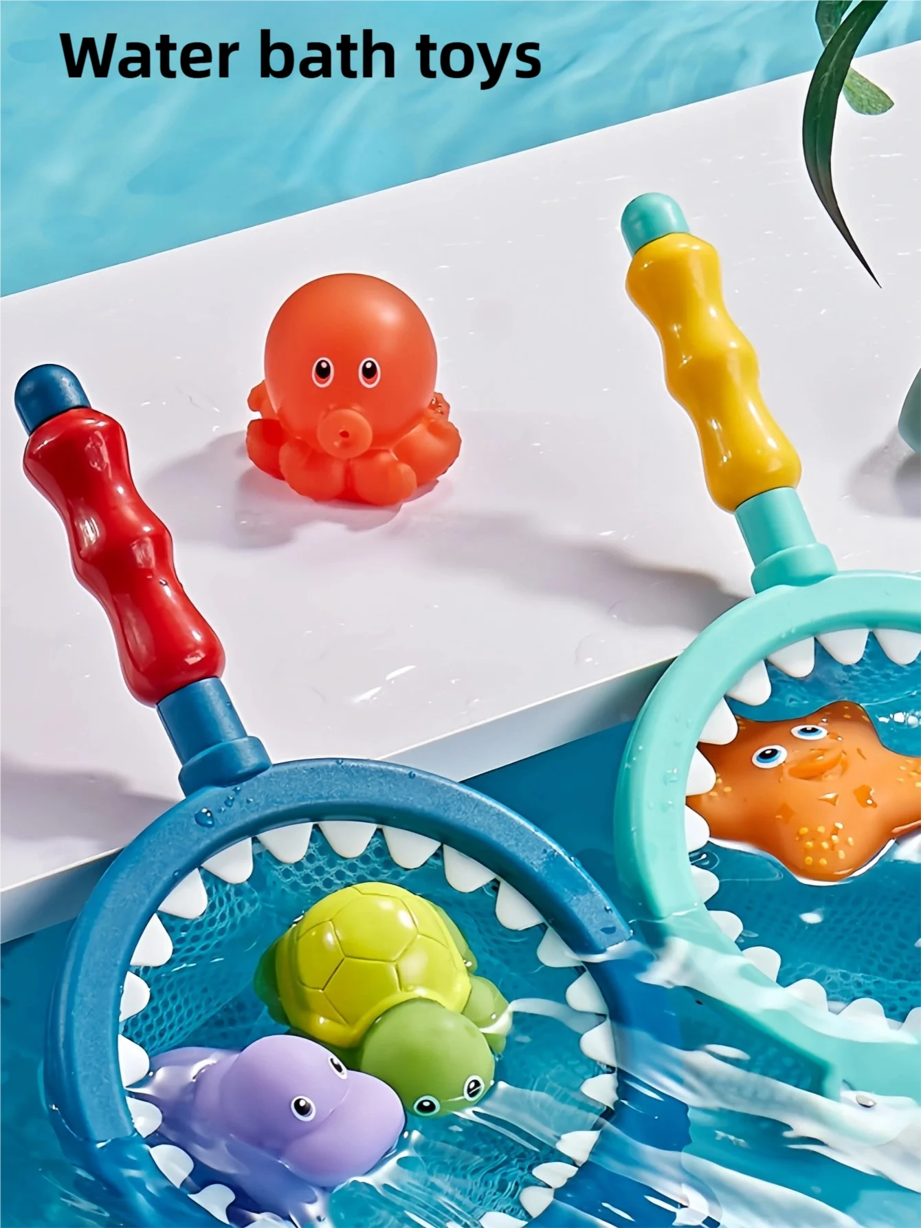 Baby Bath Toys Turtle Squirt Water Net Fishing Shark