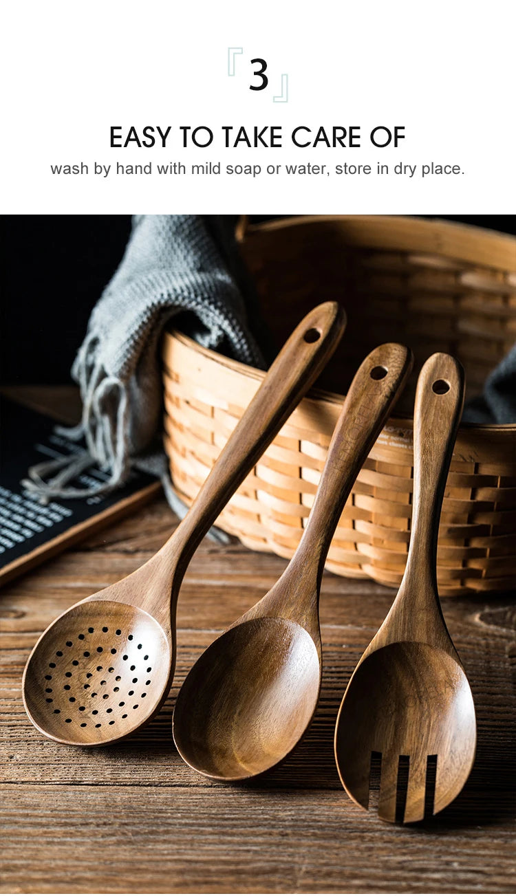 Wooden Spoons For Cooking, Wooden Utensils Set