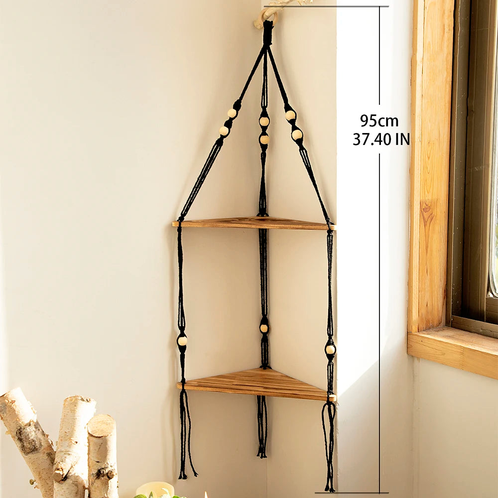 Floating Wall Shelf Wood Triangle Corner Display Stand