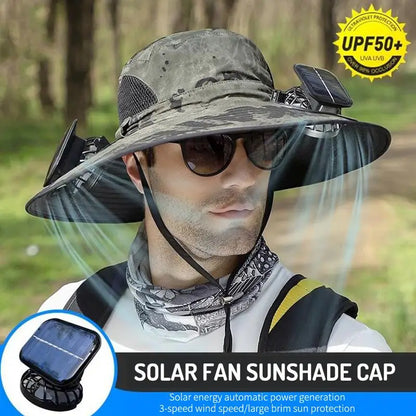 Large Size Quick Dry Bucket Hat With Solar Powered Fan USB Charging