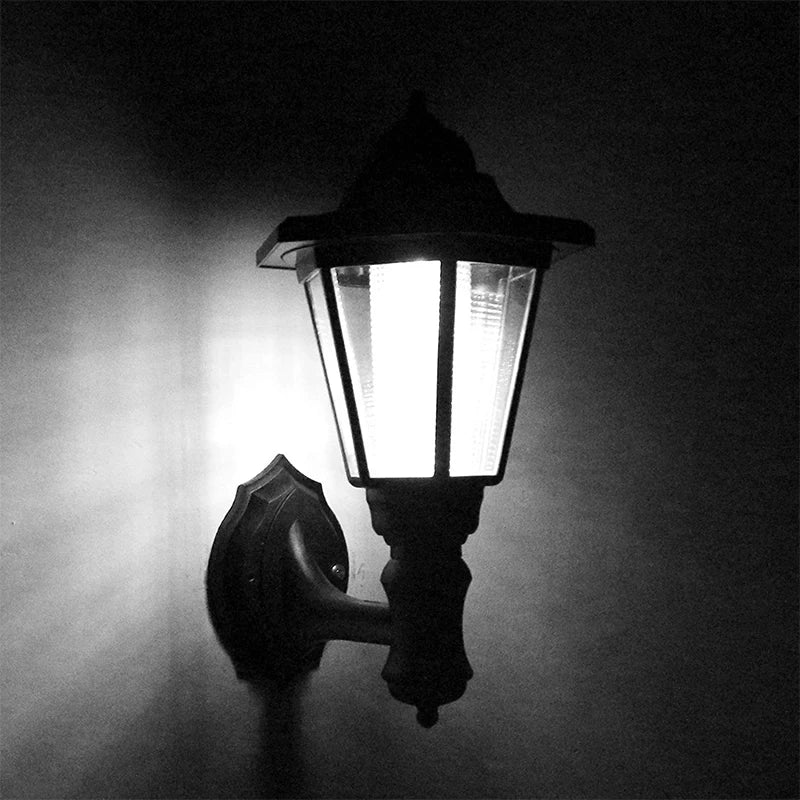 Retro Solar Wall Lights Outdoor Hexagonal Lamp