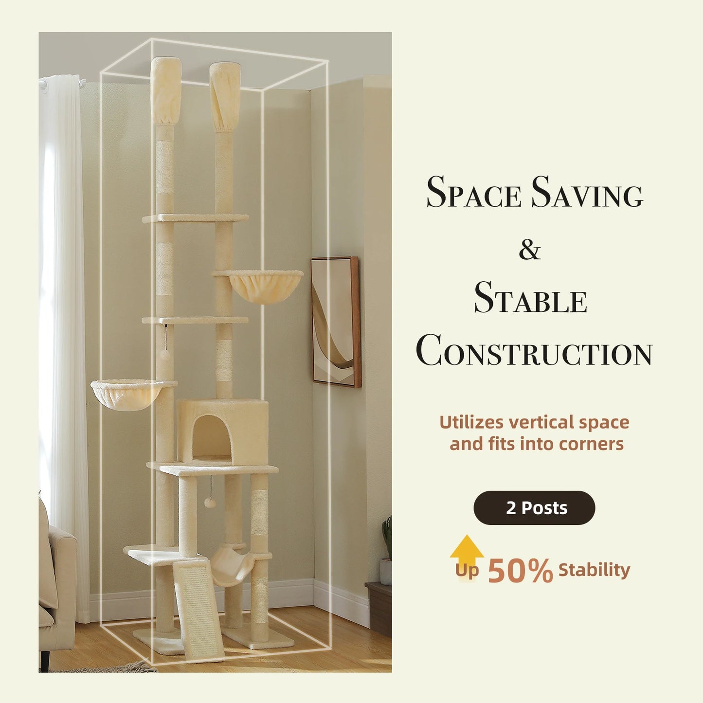 Cactus Cat Tree Floor to Ceiling Tower Scratching Posts