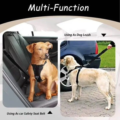 2-in-1 Nylon Pet Car Seat Belt Adjustable Safety Leash
