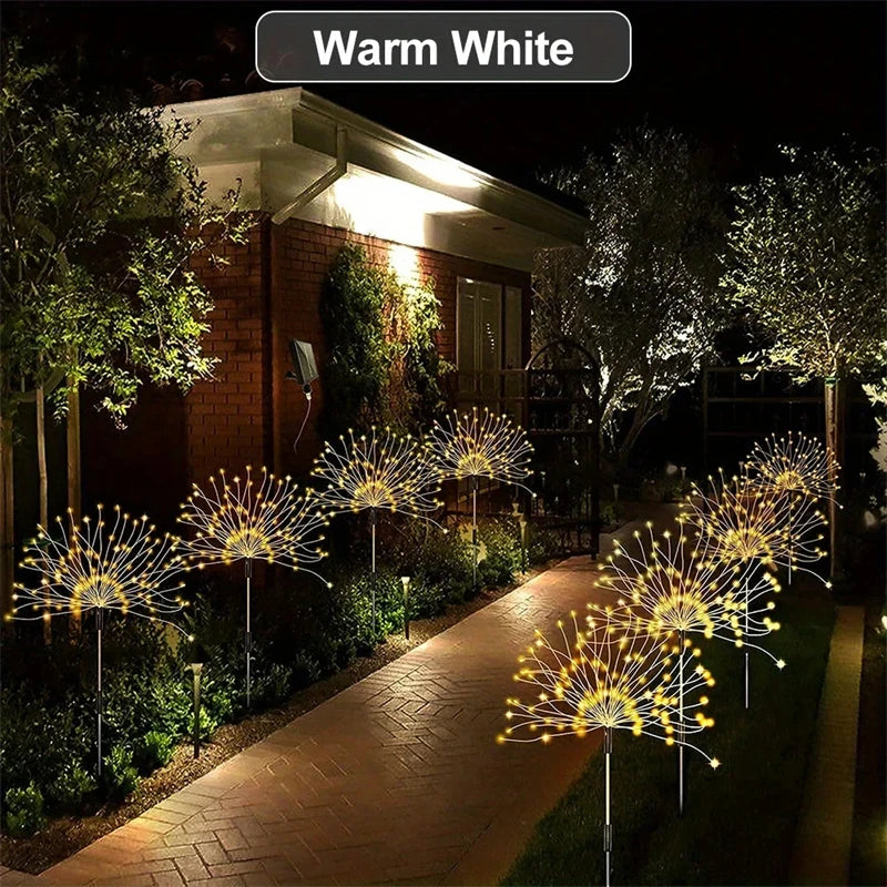 Solar Lights Outdoor Decorative Copper Wire 200 LED Firework