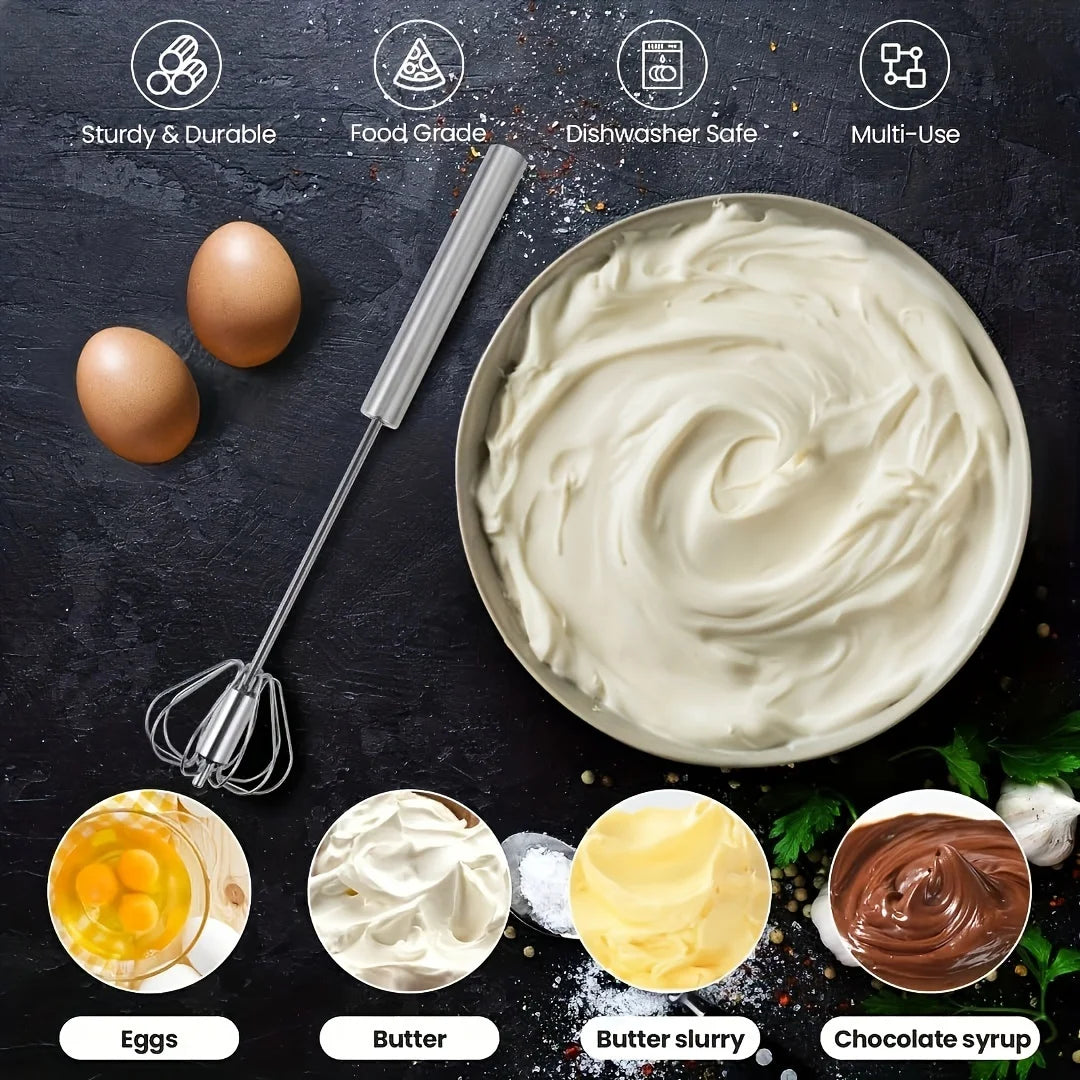 Stainless Steel Egg Beater Durable Semi-Automatic Mixer
