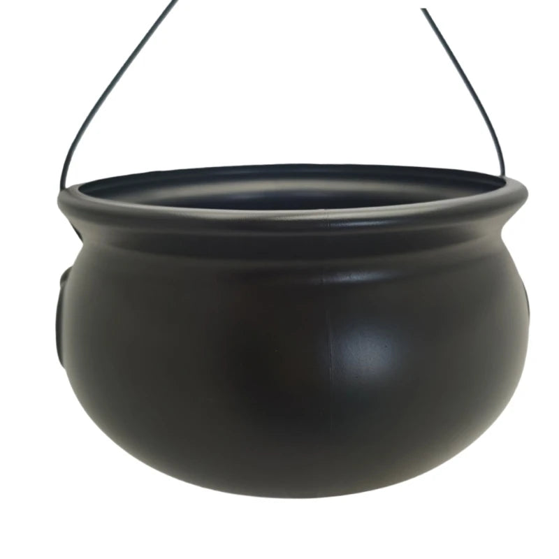Black Cauldron Kettle Bucket Witches Sweets Candy Bowl for Halloween