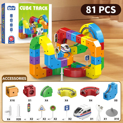 DIY Assembly Magic Track Train Building Block Multiple Shapes