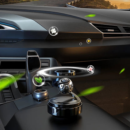 Solar Car Air Freshener Automatic Rotation Dashboard Fragrance