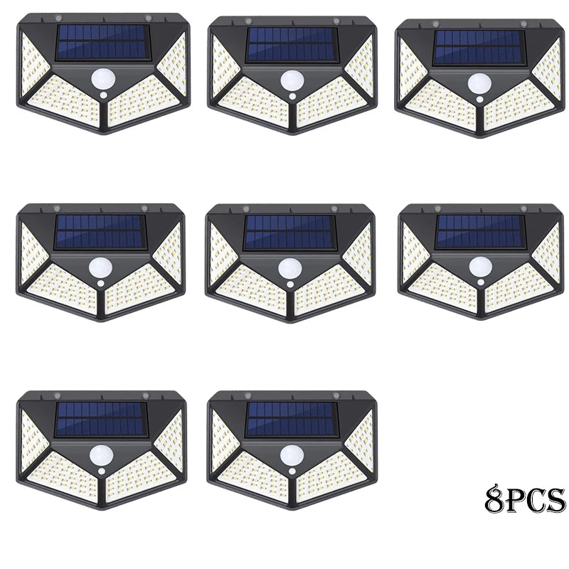 Solar Lights Outdoor 100 LED Wall Lamp Motion Sensor Lights